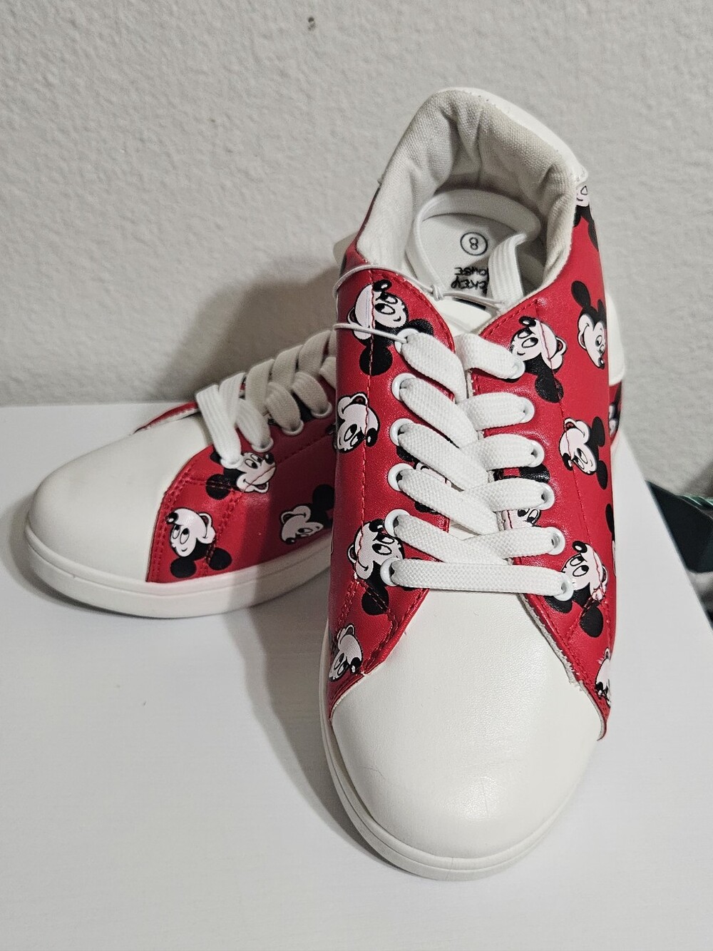 Disney Red and White Mickey Mouse Lace-Up Sneakers